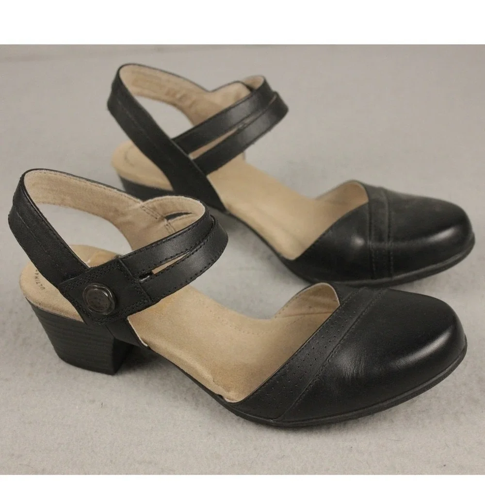 Clarks Collection Cottagecore Twee Slingback‎ Heels Black Leather Womens 8M